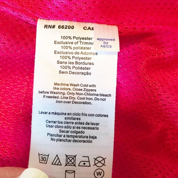 ASICS Storm Shelter Cosmo Pink Striped Hooded Rain Jacket Womens Medium - Picture 6 of 11